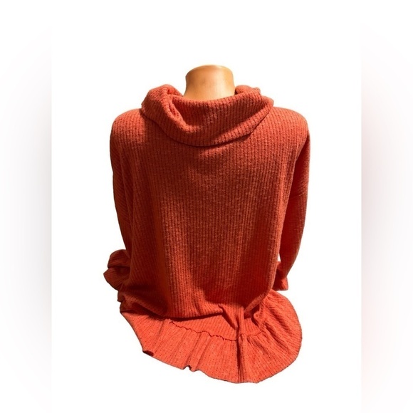Maeve Anthropologie Winterscape Orange Cowl Neck Peplum Sweater Top Size Small - Picture 2 of 11